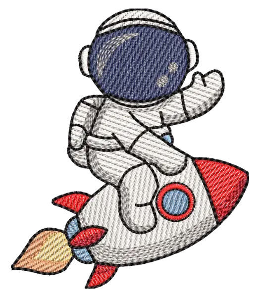 Matriz de Bordado Astronauta no Foguete